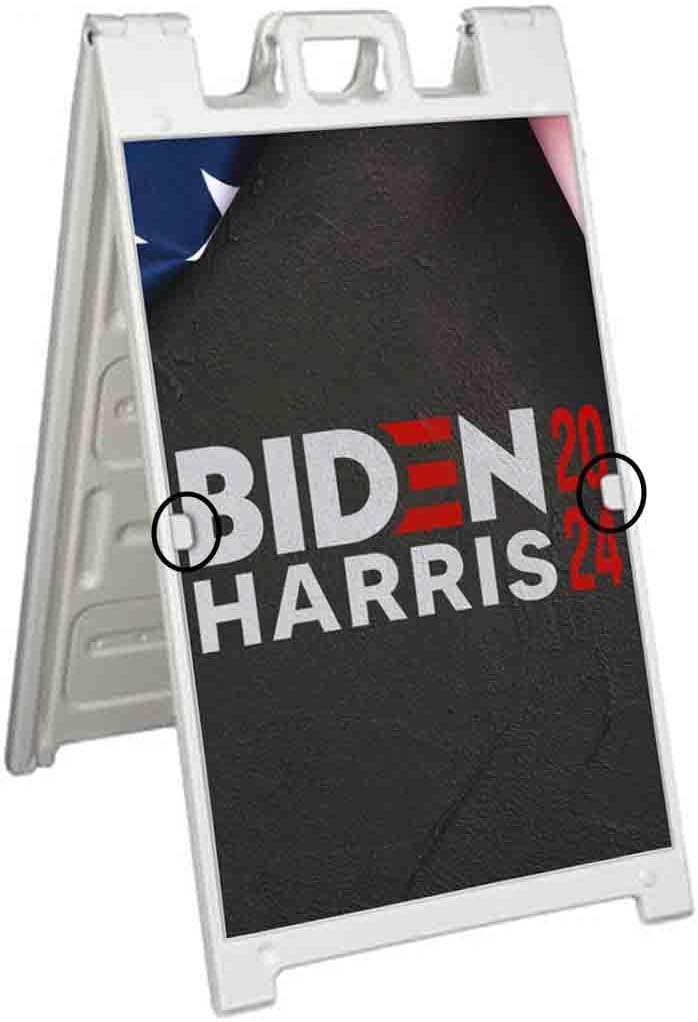 Biden Harris 2024 (24' X 36') Deluxe A-Frame Signicade, Includes 2 Removable Panels & Stand | Election, Political, Democrat, Vote