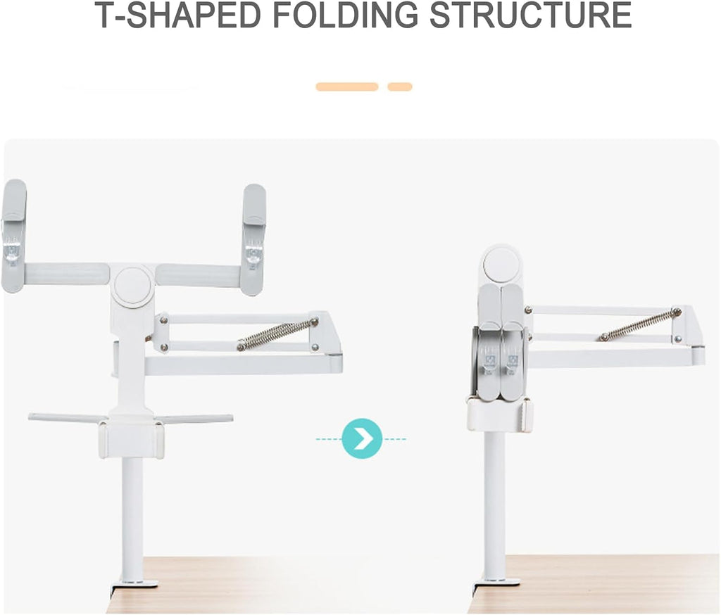 Tablet Floor Stand Holder with Clip, Book Stand for Reading, Cantilever Light with Remote Control, T-Shaped Foldable Hands Free,2