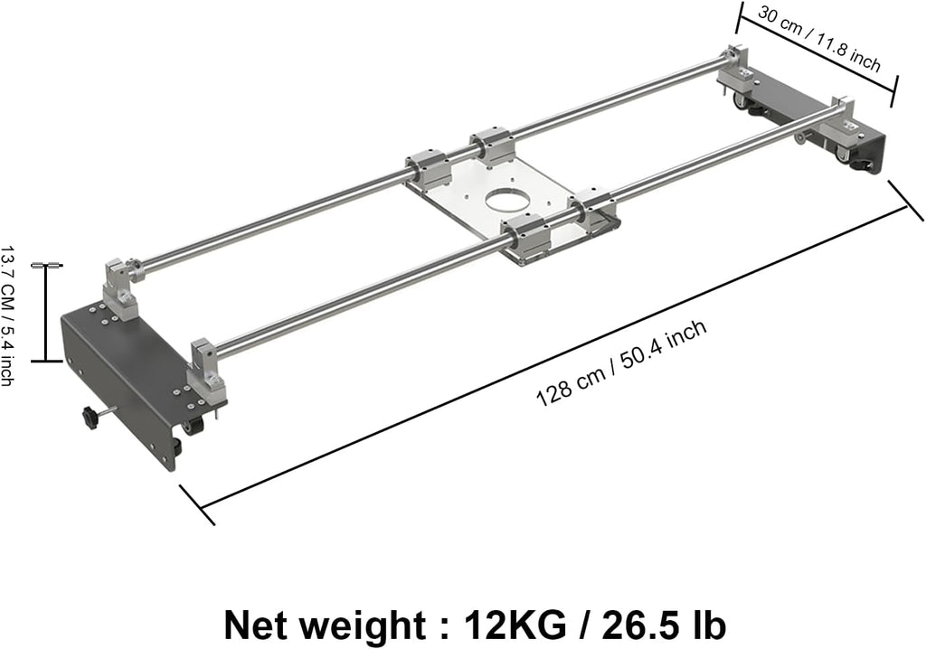 Router Sled, Slab Flattening Jig, DIY Woodworking Router Sled for Flattening Slabs with Height Adjustable (L-Carriages, Steel and Aluminum, 48 Inches)