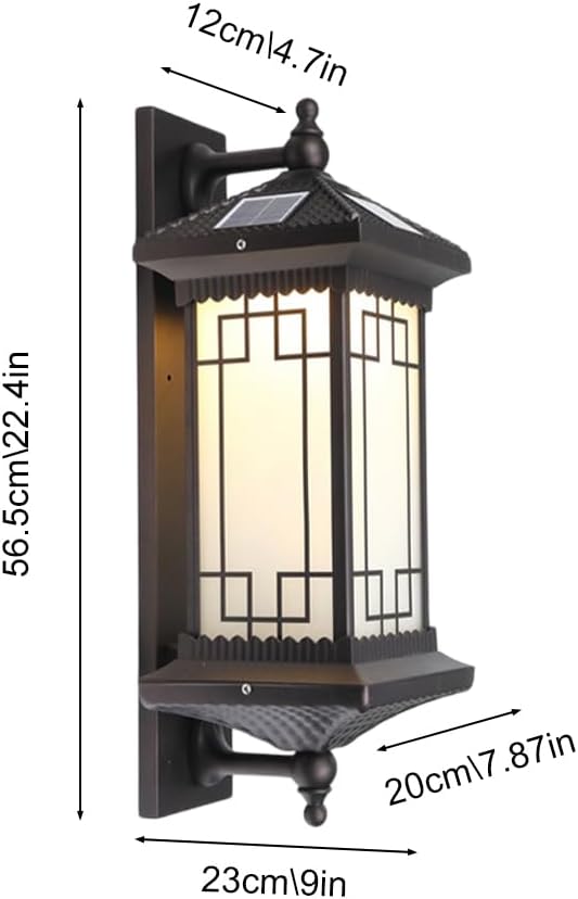 Outdoor Solar Wall Light Vintage Lantern Wall Sconce Cordless Solar Powered Wall Mounted Lamp Exterior Porch Lights Patio Fence Outside Sconces Wall Lighting Fixture