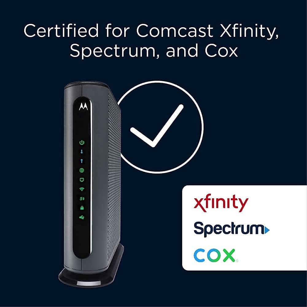 Motorola MG8702 | DOCSIS 3.1 Cable Modem + Wi-Fi Router (High Speed Combo) with Intelligent Power Boost | AC3200 Wi-Fi Speed | Approved for Comcast Xfinity, Cox, and Charter Spectrum