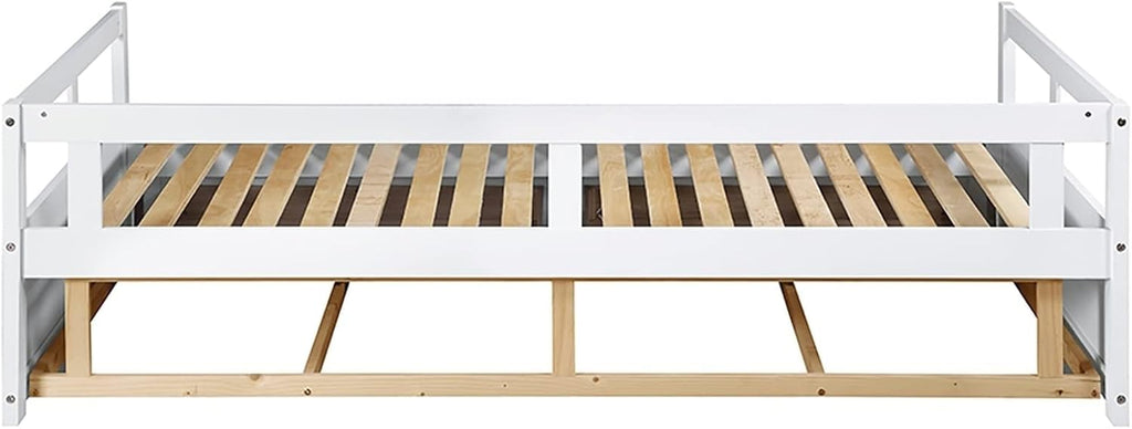 Twin Bed Frame White, Bed Set for Men with 2 Storage Drawers with Solid Wood Slats Daybed for Bedroom Living Room