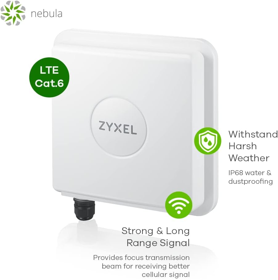 Zyxel 4G LTE-A Cat.6 Router with PoE | Nebula Cloud Management | LTE7461N |Outdoor Design for Reliable Connection | Heavy Duty IP68 Enclsoure | 300Mbps | Remote Management | Easy Installation