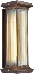 Solar Wall Light Outdoor Lantern Wall Sconce Waterproof Front Porch Lamp Exterior Wall Mount Lighting Fixture with Ribbed Glass for Patio Garage Garden Barn Yard House