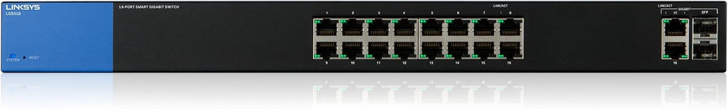 Linksys LGS318 Business 16 Port Gigabit Smart Managed Network Switch with 2 x Combo SFP Ports