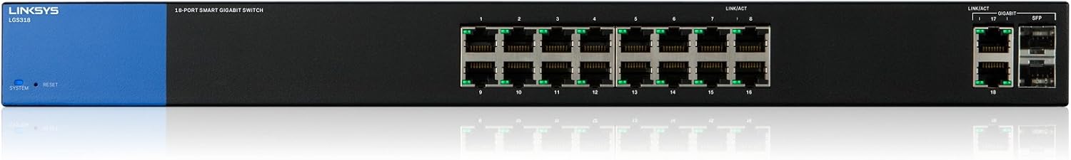Linksys LGS318 Business 16 Port Gigabit Smart Managed Network Switch with 2 x Combo SFP Ports