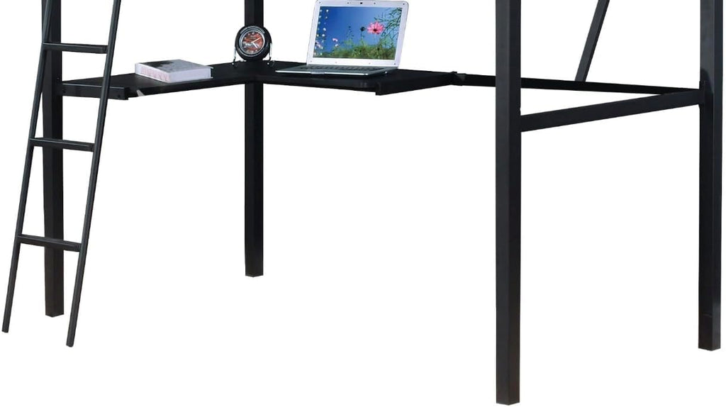 GOWE Senon Silver & Black Finish Twin Loft Bed W/Desk