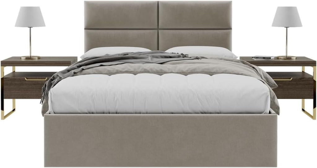 Vänt Upholstered Wall Panels - Queen/Full Size Wall Mounted Velvet Headboards - Velvet Sand Storm - Set of 4 Panels (Each Individual Panel 30'x11.5')