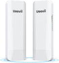 Wireless Bridge Point to Point Outdoor: Ueevii 5.8GHz Dual 100Mbps WiFi Bridge, 2KM Range CPE for Network Extend, PoE Adapter, IP65 Weatherproof, CPE453 for Starlink Garage Barn Shop