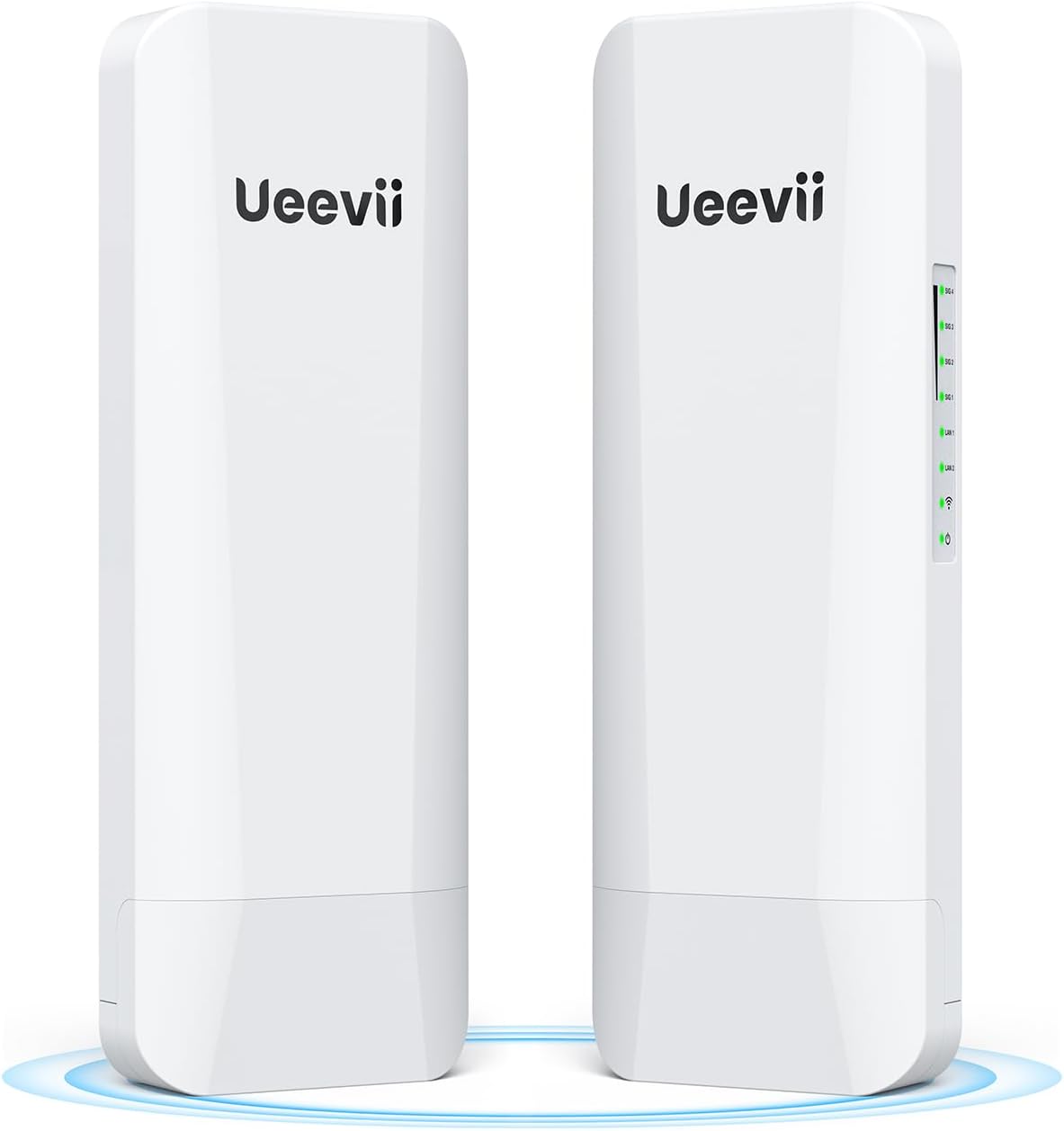 Wireless Bridge Point to Point Outdoor: Ueevii 5.8GHz Dual 100Mbps WiFi Bridge, 2KM Range CPE for Network Extend, PoE Adapter, IP65 Weatherproof, CPE453 for Starlink Garage Barn Shop