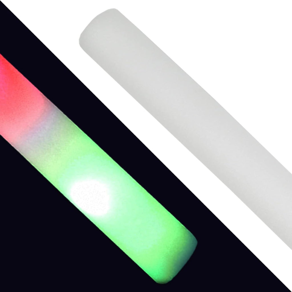 150 LED Foam Light Sticks - Batons & Wands for Wedding, Birthdays, Concerts & Festivals - 3 Color Lighting Modes - Batteries Included