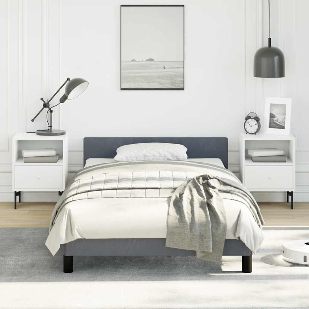 Dark Grey Velvet Twin Bed Frame with Headboard 39.4 x 77.6 Inches Upholstered Platform Bed Frame Soft Fabric Velvet Cover Modern Design Easy Assembly for Bedroom