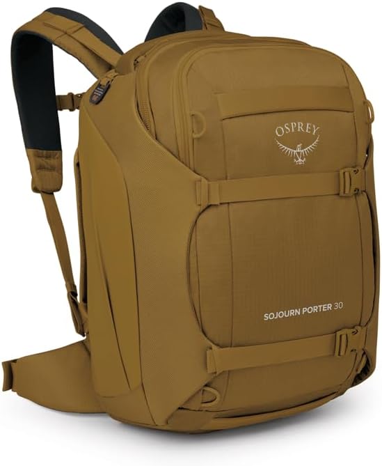 Osprey Sojourn Porter 30L Travel Backpack - Carry-On Compliant Luggage with StraightJacket Compression and Padded Laptop Sleeve - Durable Pack for International or Urban Travel, Brindle Brown