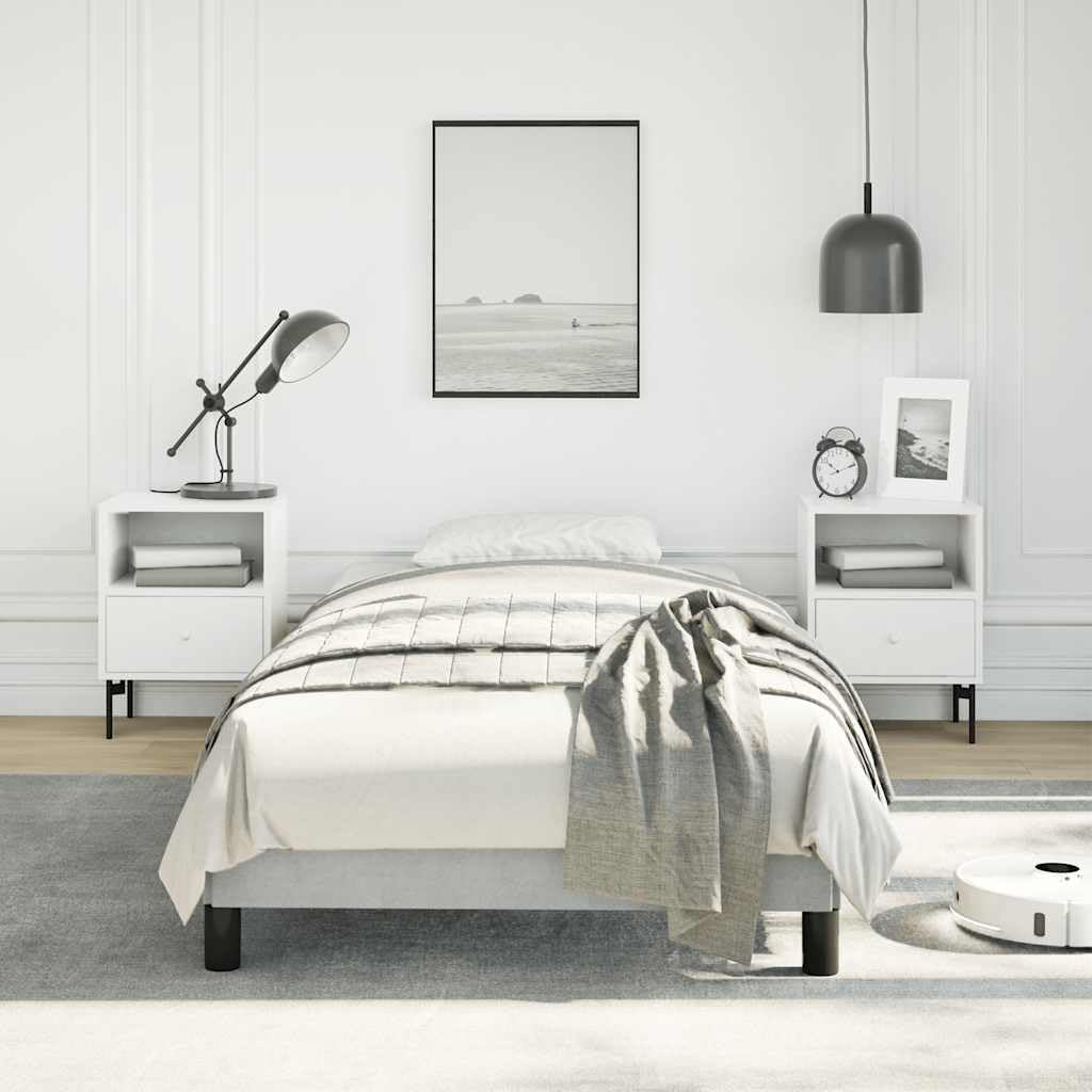 Light Gray Velvet Twin Bed Frame with Breathable Fabric Upholstered Platform Design Sturdy Engineered Wood Structure for Modern Bedroom Decor