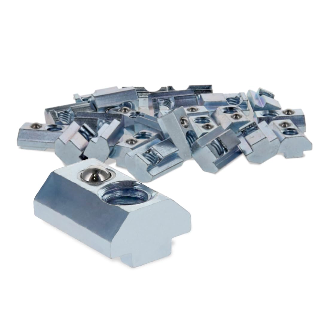 8020, 13055, 15 40 Series 5/16-18 Steel Self Aligning Slide in T-Nut with Ball Spring - T Slot Accessories for 80/20 Aluminum Extrusion - Hardware Nuts (100 Pack)
