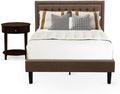 East West Furniture KD18F-1HI0M 2 Piece Wooden Bedroom Set - 1 Modern Bed Frame Brown Linen Fabric Padded and Button Tufted Headboard with 1 Nightstand Bedroom - Antique Mahogany Finish Nightstand