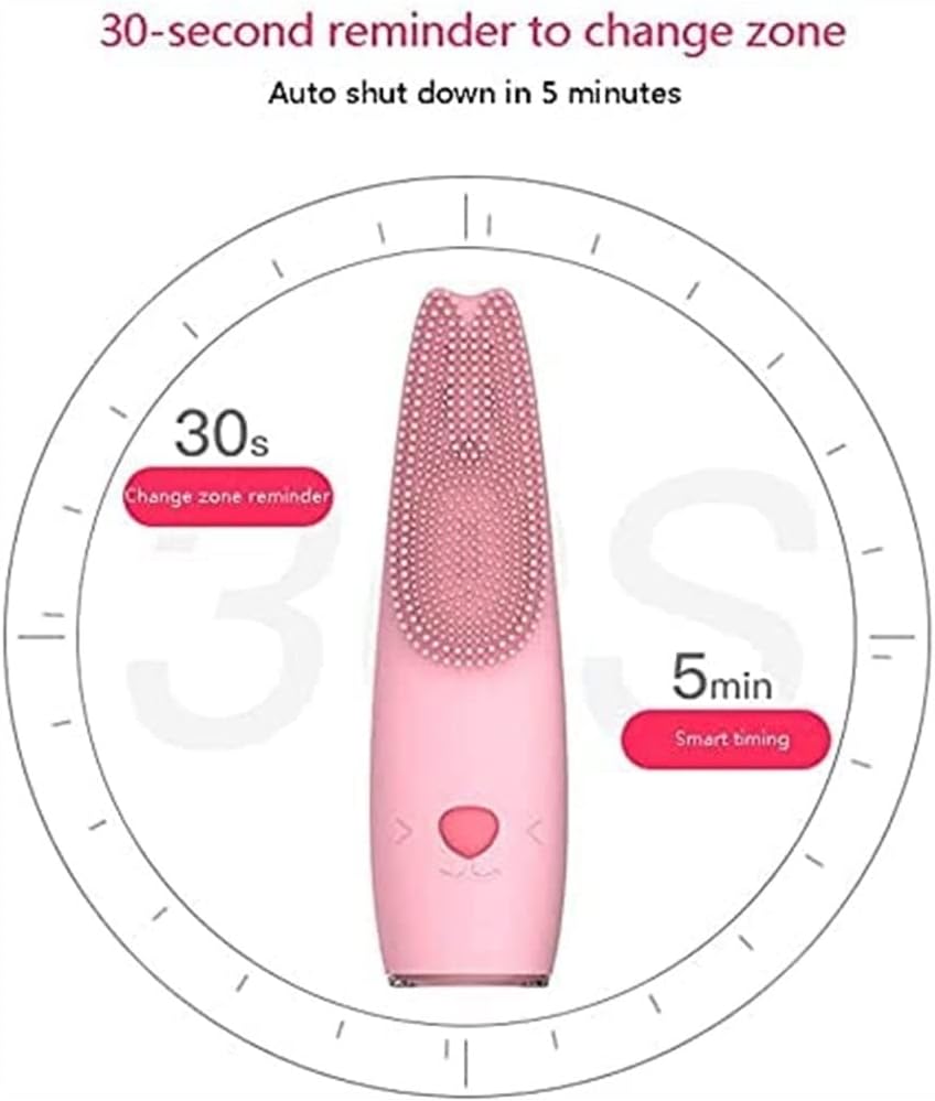 Soft Silicone Facial Cleansing Brush, Waterproof Electric Face Brush Skin Cleansing for Deep Cleansing, Gentle Exfoliating and Massaging, Pink