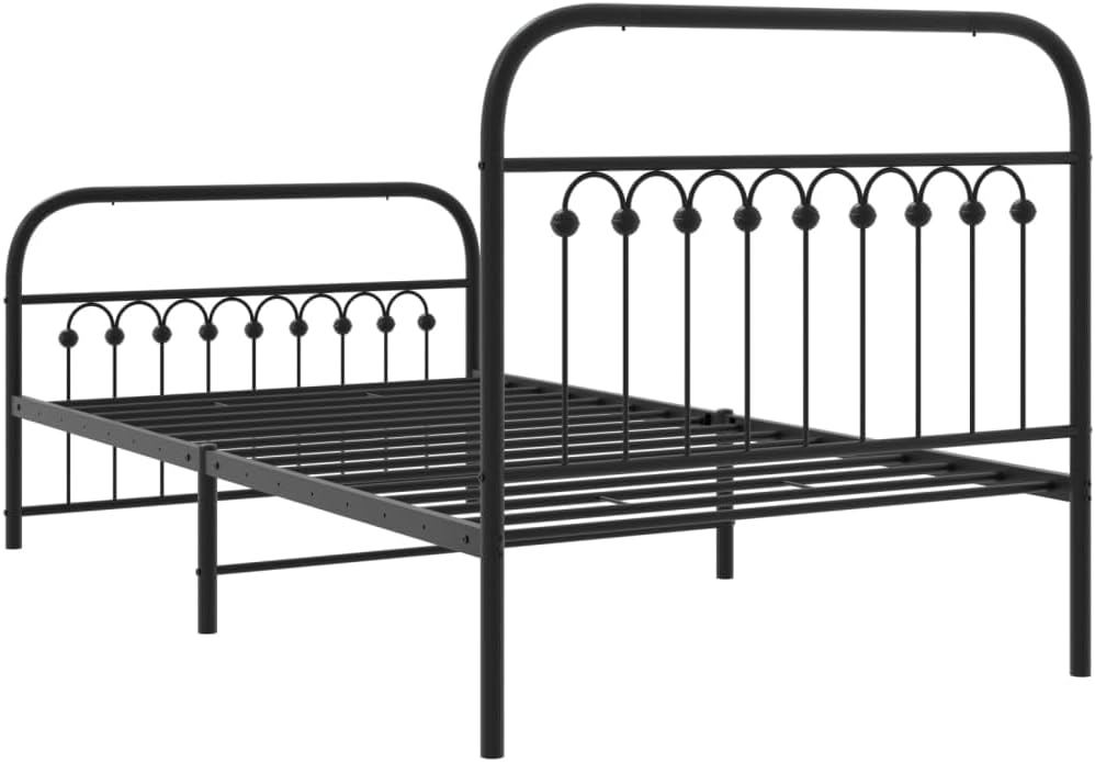 Metal Bed Frame with Footboard Black Steel Platform Bed Frame 39.4'x78.7' Heavy Duty Bedframe Underbed Storage Space for Bedroom Furniture