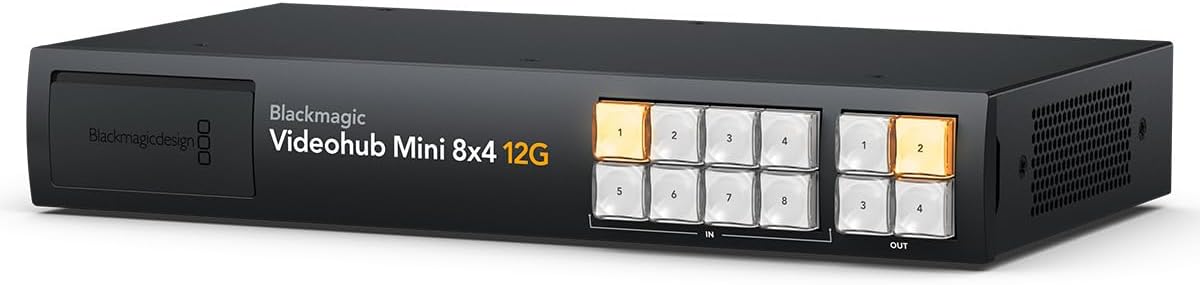 Blackmagic Design Videohub Mini 8x4 12G Router, 8 Inputs and 4 Outputs