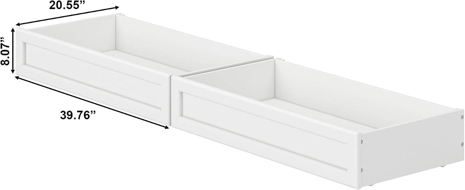 AFI, Mid-Century Modern Under Bed Storage Drawers, Queen/King/Twin XL, White