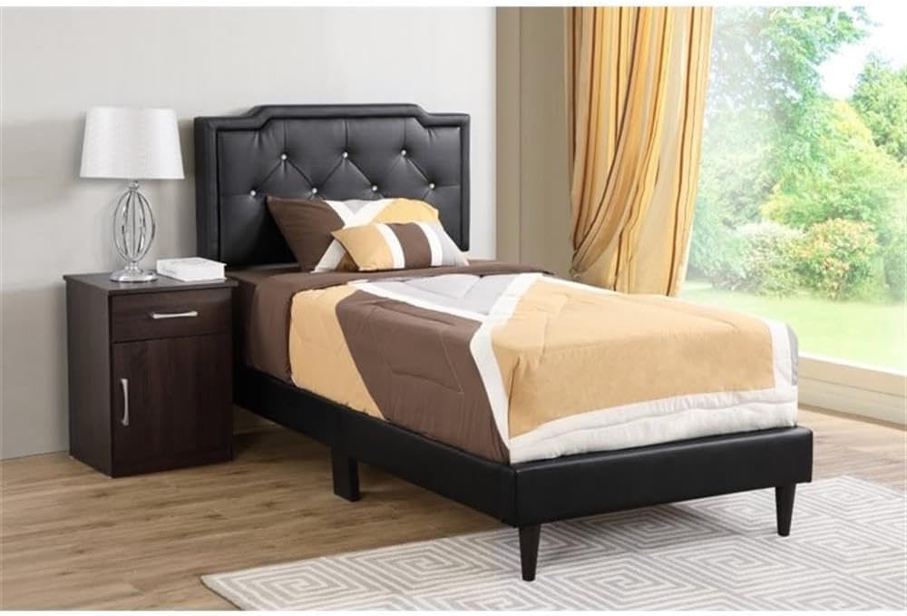 Glory Furniture Deb Velvet Upholstered Twin Bed in Black