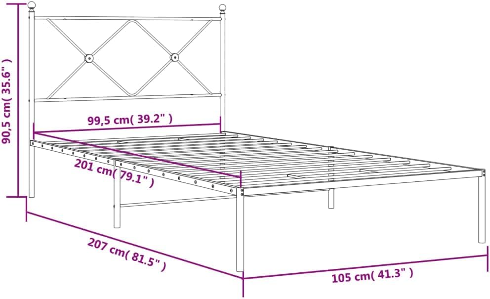 Heavy Duty Twin Bed Frame Black Powder-Coated Steel Platform Style with Underbed Storage Modern Rectangular Design for Bedroom Guest Room Solo Adults