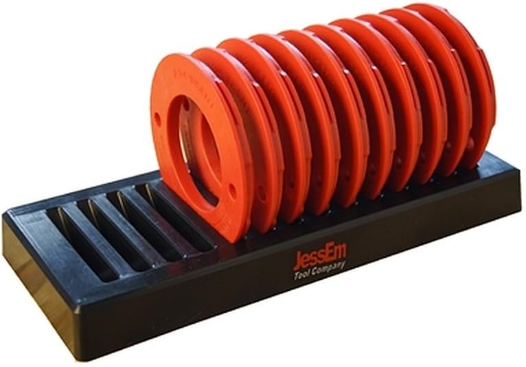 JessEm 02120 Mast-R-Lift II Router Lift with Top Plate and 10-Piece Insert Ring Kit with Caddy for Router Plates and Lift Systems (2 Items)