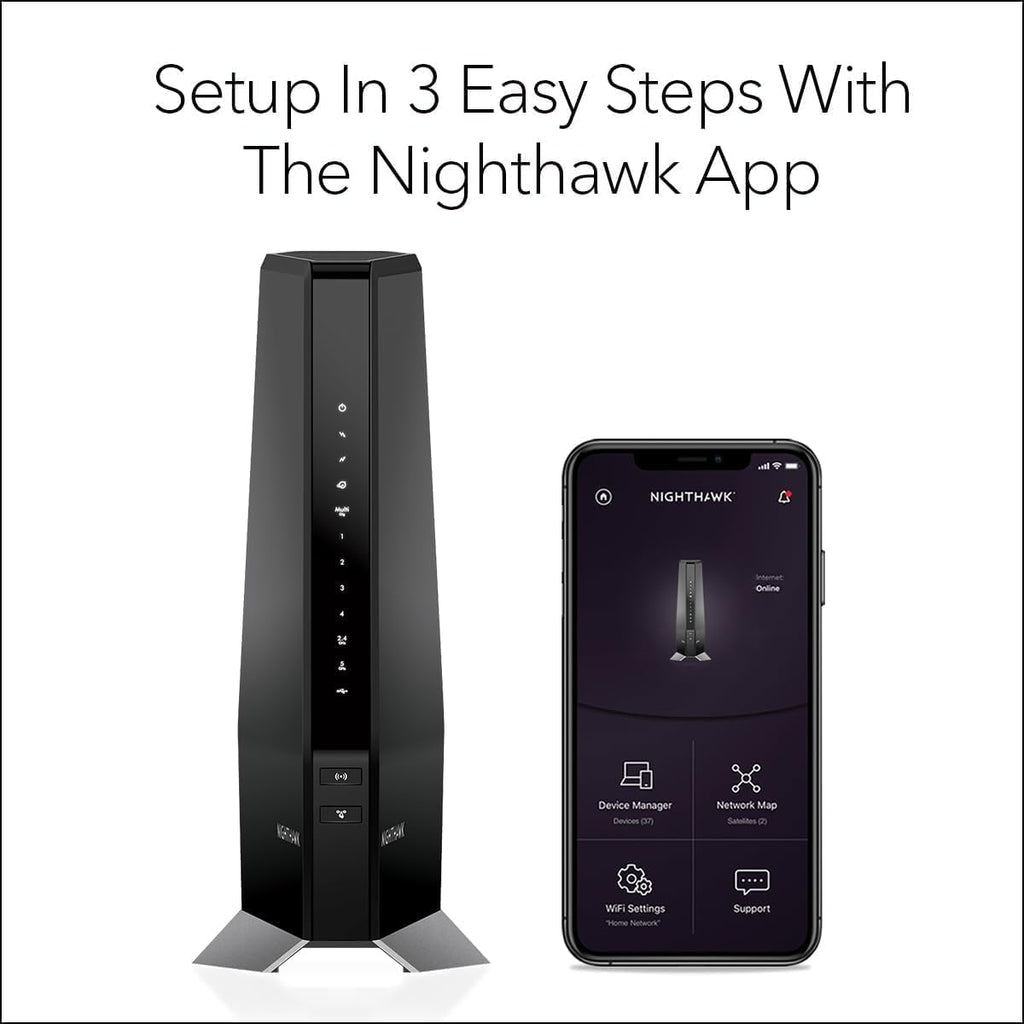 NETGEAR Nighthawk Cable Modem with Built-in WiFi 6 Router (CAX80) - Compatible with All Major Cable Providers | Cable Plans Up to 6Gbps | AX6000 WiFi 6 speed | DOCSIS 3.1 (Renewed)