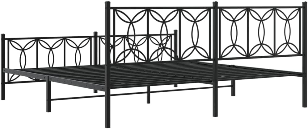 Full Bed Frame Black Steel Modern Rectangular with Underbed Storage for Bedroom and Guest Room – Contemporary Design Durable Material Easy Assembly