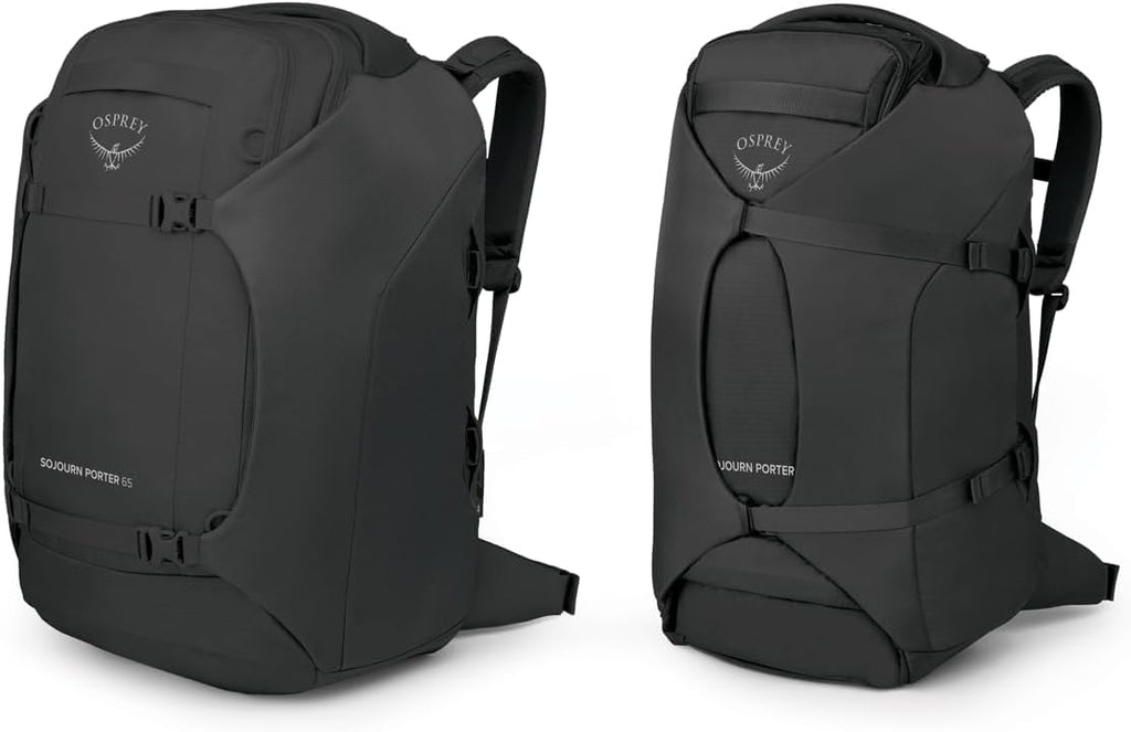 Osprey Sojourn Porter 65L Travel Backpack - Carry-On Compliant Luggage with StraightJacket Compression and Padded Laptop Sleeve - Durable Pack for International or Urban Travel Black