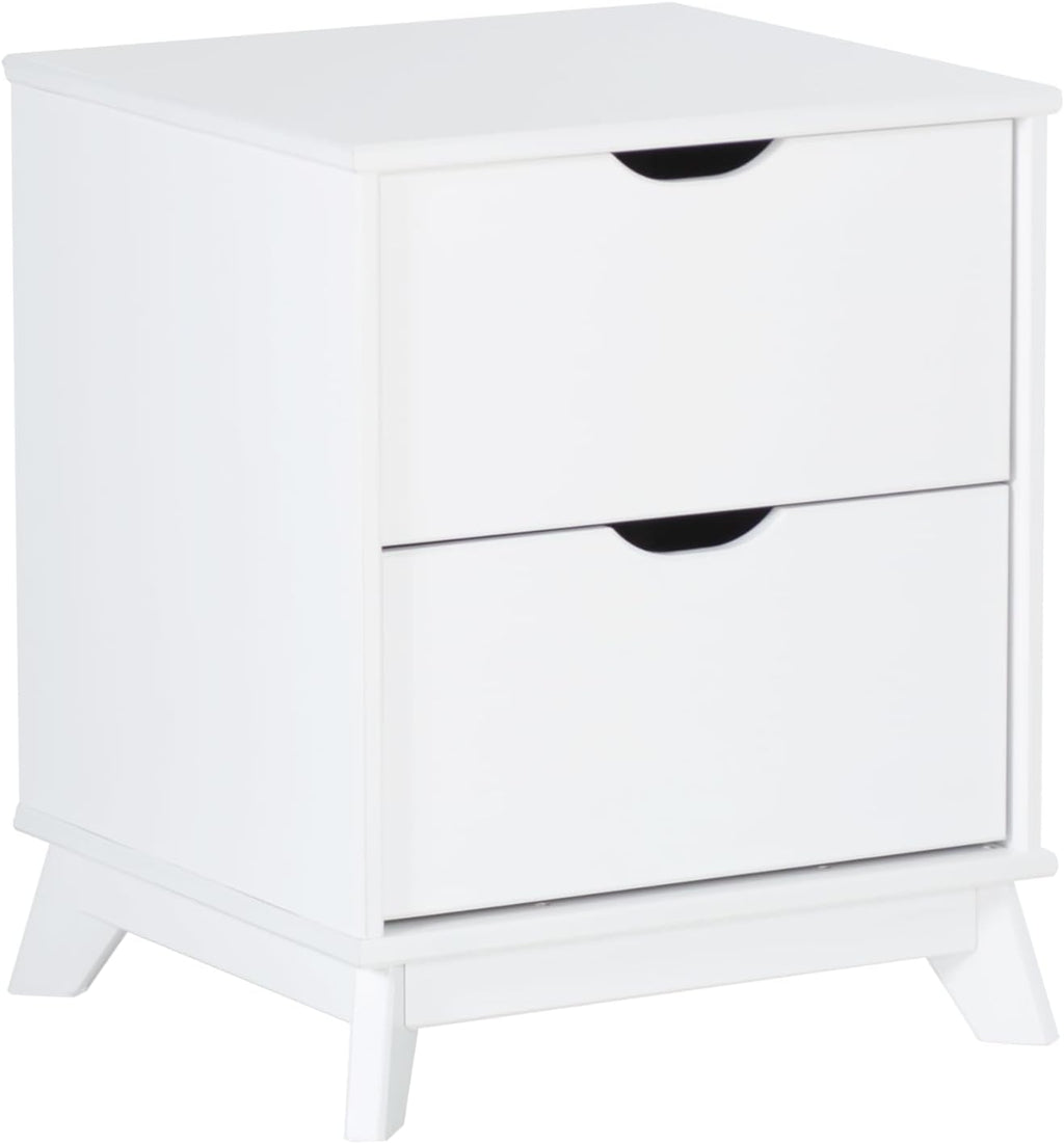 Powell Fordham White Solid Pine Wood Twin Sized Platform Bed with Set of 2 Two Drawer Nightstands
