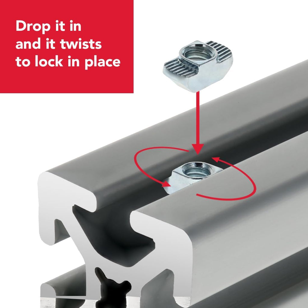8020, 3933, 15 40 Series 1/4-20 Standard Drop in T-Nut Steel Nut T-Slot T-Slotted Accessories for 80/20 Aluminum Extrusion Hardware 1/4 Nuts (1500 Pack)