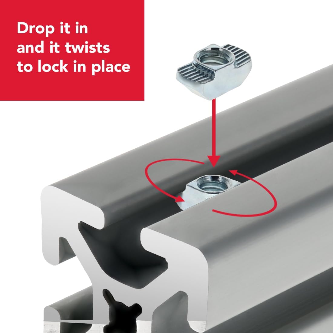 8020, 3933, 15 40 Series 1/4-20 Standard Drop in T-Nut Steel Nut T-Slot T-Slotted Accessories for 80/20 Aluminum Extrusion Hardware 1/4 Nuts (1500 Pack)