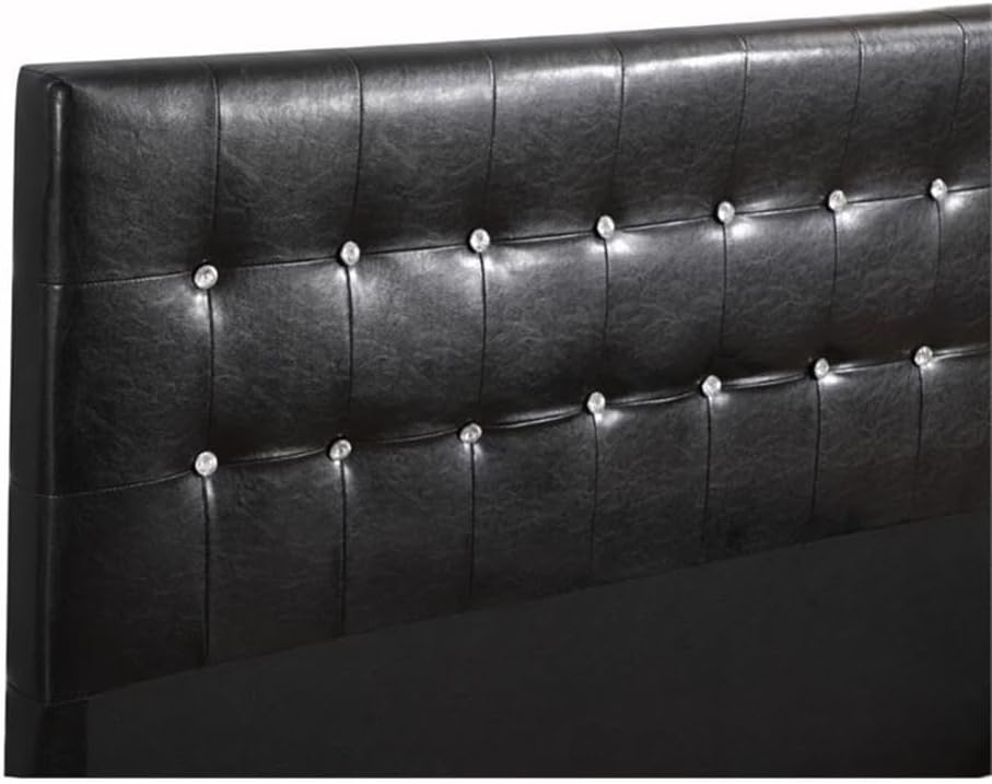 Glory Furniture Diamond Faux Leather Upholstered Queen Bed in Black