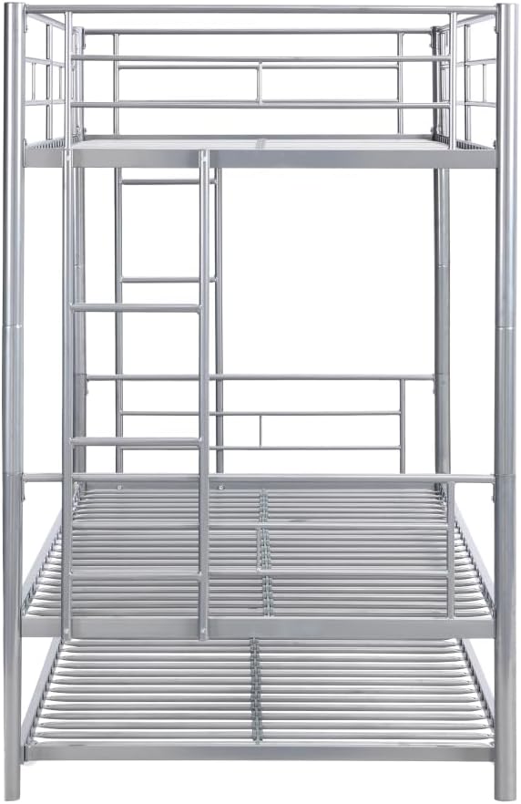 BUNK Bed Pink Twin Over Twin (Silver + Metal)