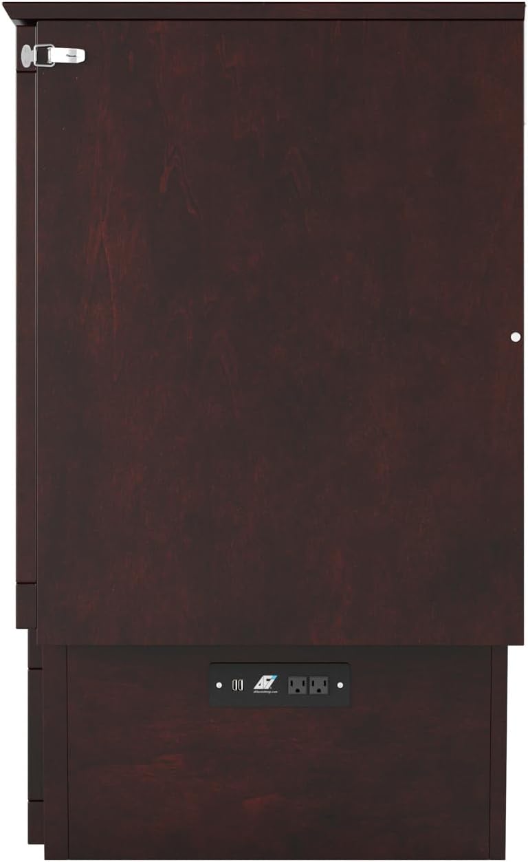 AFI, Monroe Queen Murphy Bed Chest with 6' Mattress, Storage Drawer & Built-in USB Charger, Espresso
