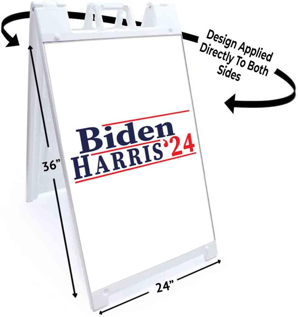 Biden Harris 2024 (24' X 36') Standard A-Frame Signicade, Includes Decal Applied to Stand | Election, Political, Democrat, Vote