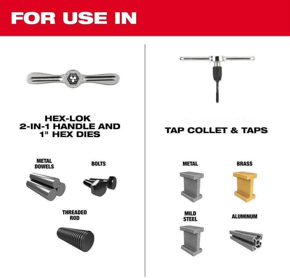 49-22-5603 Compatible with Milwaukee Metric Tap and Die Set w/Hex-Lok 2-in-1 Handle - 38 PC