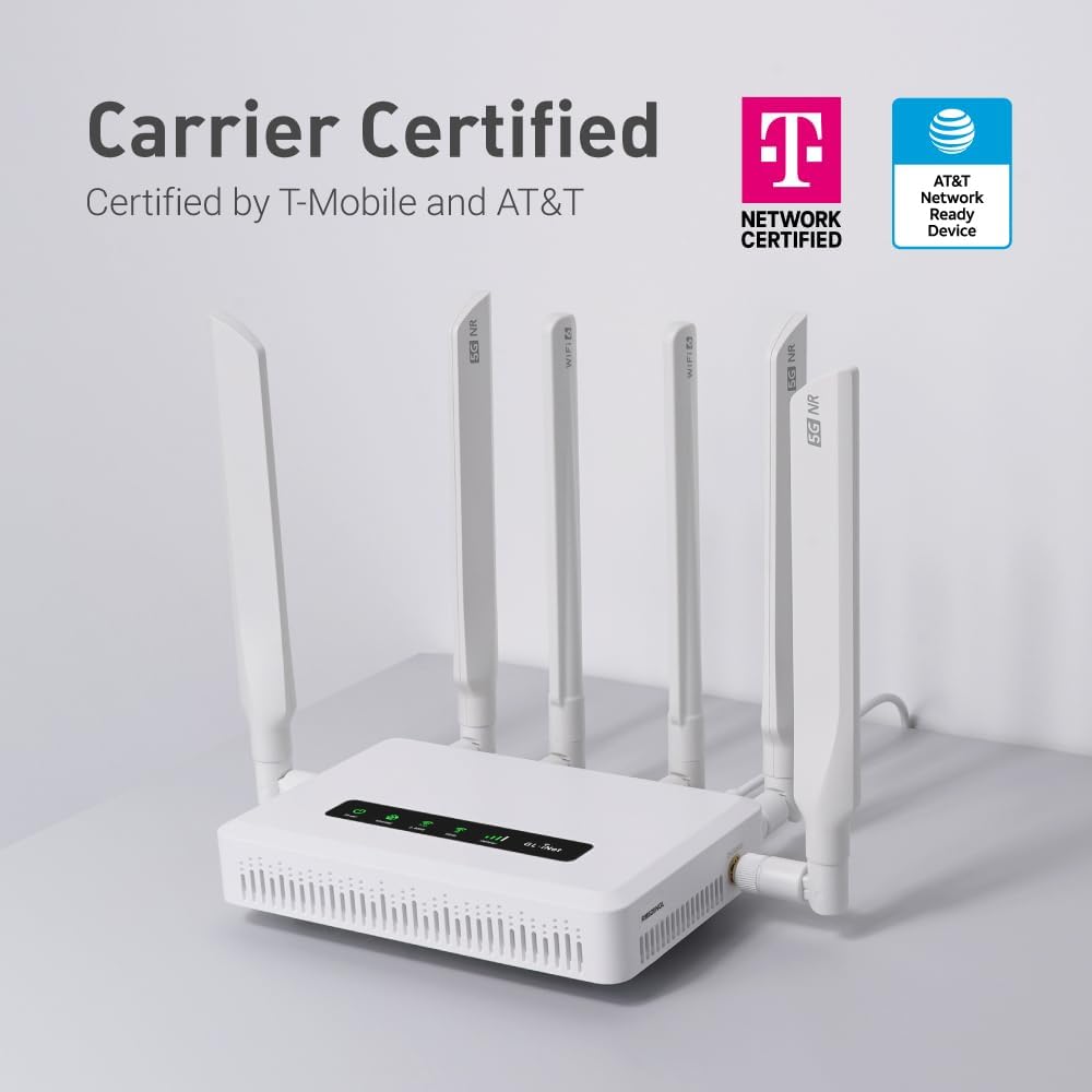 GL.iNet GL-X3000 (Spitz AX) Cellular Gateway 5G Router for House & RV, Wi-Fi 6, Detachable Antennas, Dual-SIM, T-Mobile & AT&T IoT Device Certified, Family/Rural Area/Road Trips