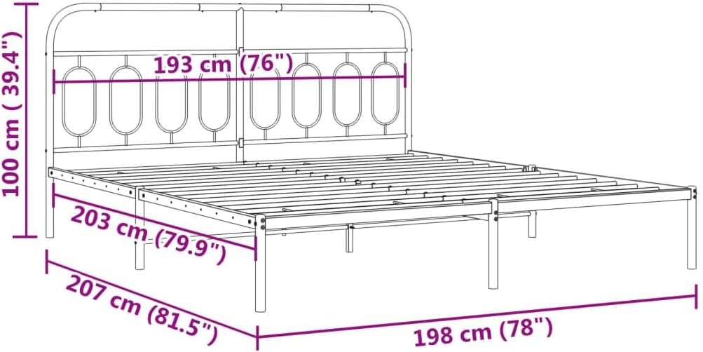 Black Steel Full Bed Frame Rectangular Modern Design with Heavy-Duty Construction and Ample Underbed Storage Space for Mattress Support and Airflow
