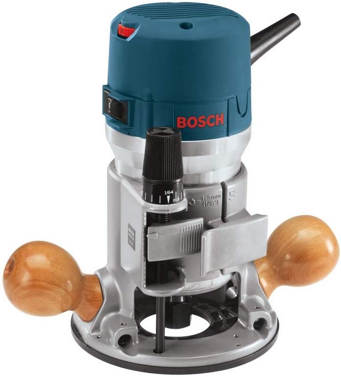 BOSCH 1617EVS 2.25 HP Electronic Fixed-Base Router and RA1171 25-1/2 in. x 15-7/8 in. Benchtop Laminated MDF Top Cabinet Style Router Table Bundle