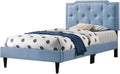 Glory Furniture Deb Fabric Upholstered Twin Bed in Blue