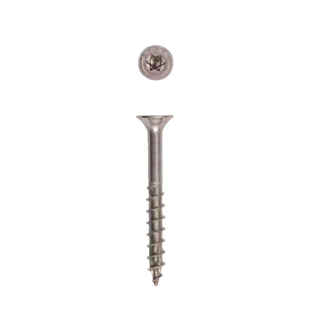 #9 x 1-1/2' Exterior Flat Head Construction Wood Screws (2000 pcs) T20+ T-Star Plus Stainless Steel