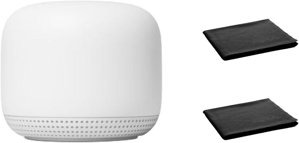 Google Nest WiFi Mesh Router (AC2200) with 2 Points, Google Assistant Built-in, 3-Pack, Snow – Whole Home Coverage up to 5400 Sq Ft, Multiple 4K Streams, Handles 200 Devices, W/ 2X Microfiber Cloths