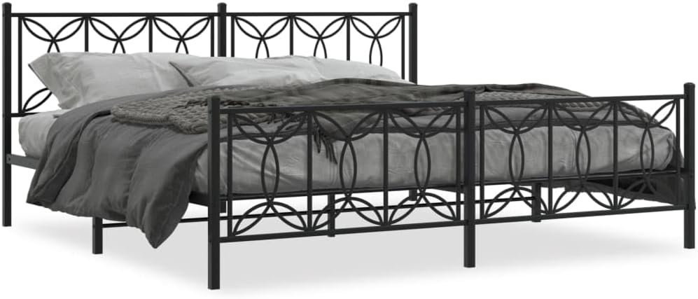 Full Bed Frame Black Steel Modern Rectangular with Underbed Storage for Bedroom and Guest Room – Contemporary Design Durable Material Easy Assembly