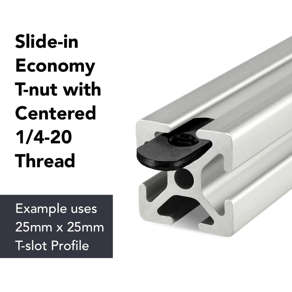 8020, 25-3382, 25 Series Steel 1/4-20 Centered Slide in Economy T-Nut Steel T-Slot Accessories for 80/20 Aluminum Extrusion Hardware Nuts (2500)