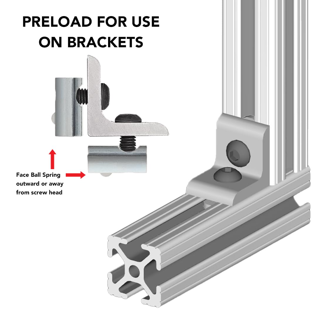 8020, 13055, 15 40 Series 5/16-18 Steel Self Aligning Slide in T-Nut with Ball Spring - T Slot Accessories for 80/20 Aluminum Extrusion - Hardware Nuts (1000 Pack)