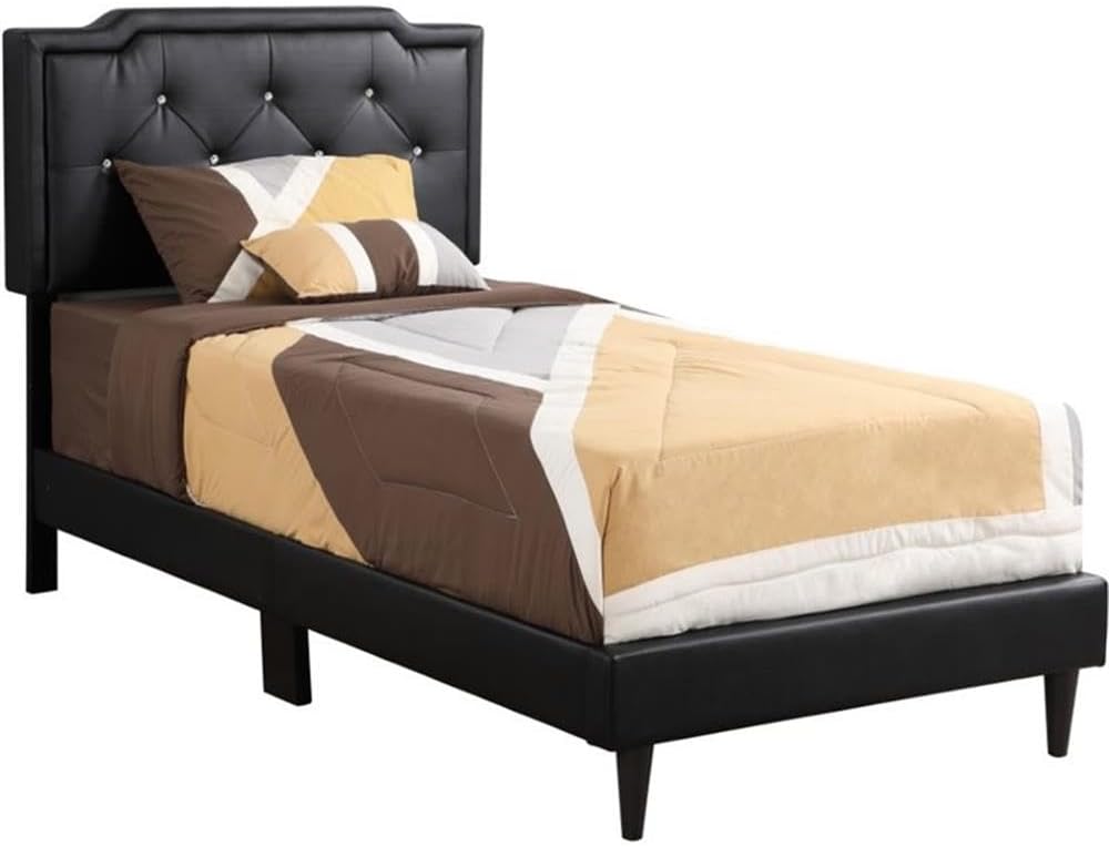 Glory Furniture Deb Velvet Upholstered Twin Bed in Black