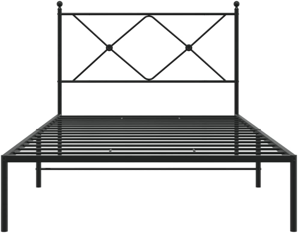 Heavy Duty Twin Bed Frame Black Powder-Coated Steel Platform Style with Underbed Storage Modern Rectangular Design for Bedroom Guest Room Solo Adults