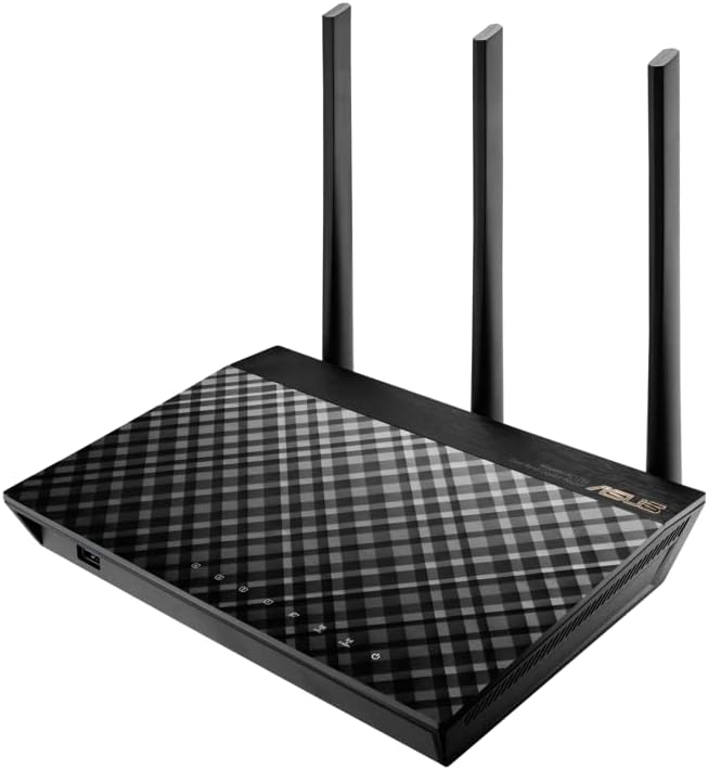 ASUS Dual-Band 3x3 AC1750 WiFi 4-Port Gigabit Router with speeds up to 1750Mbps & AiRadar to Strengthens Wireless Connections via High-Powered Amplification Beam-Forming - 2X USB 2.0 Ports (RT-AC66U)